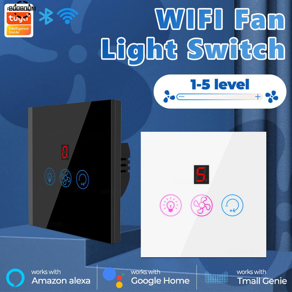 Chúng tôi/EU tuya wifi thông minh cảm ứng chuyển đổi Brazil Đèn trần với ánh sáng quạt tường Glass Bảng điều chỉnh ứng dụng điện làm việc Alexa Google cuộc sống nhà booboom