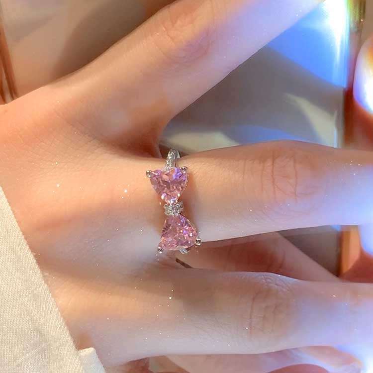 Nhẫn Bạc S925 Đính Đá Pha Lê Hồng Thời Trang Thanh Lịch Dành Cho Nữ
