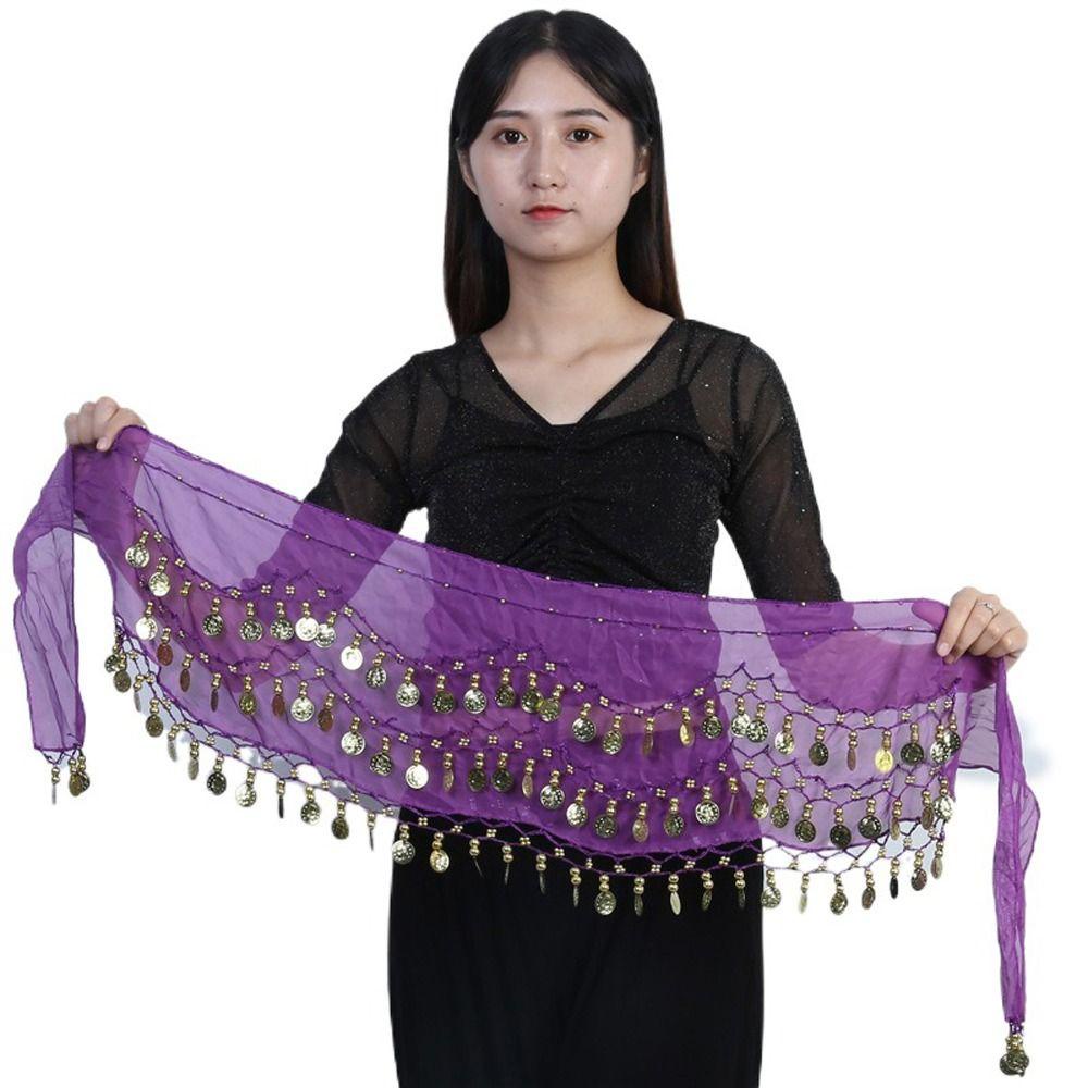 Thắt Lưng Múa Bụng 3 Hàng Đính Kim Sa Và Tua Rua WMES15H Cho Nữ