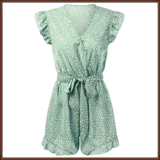 Áo Liền Quần Chiffon Không Tay Cổ Chữ V Xếp Ly Họa Tiết Chấm Bi Phong Cách Retro Cho Nữ