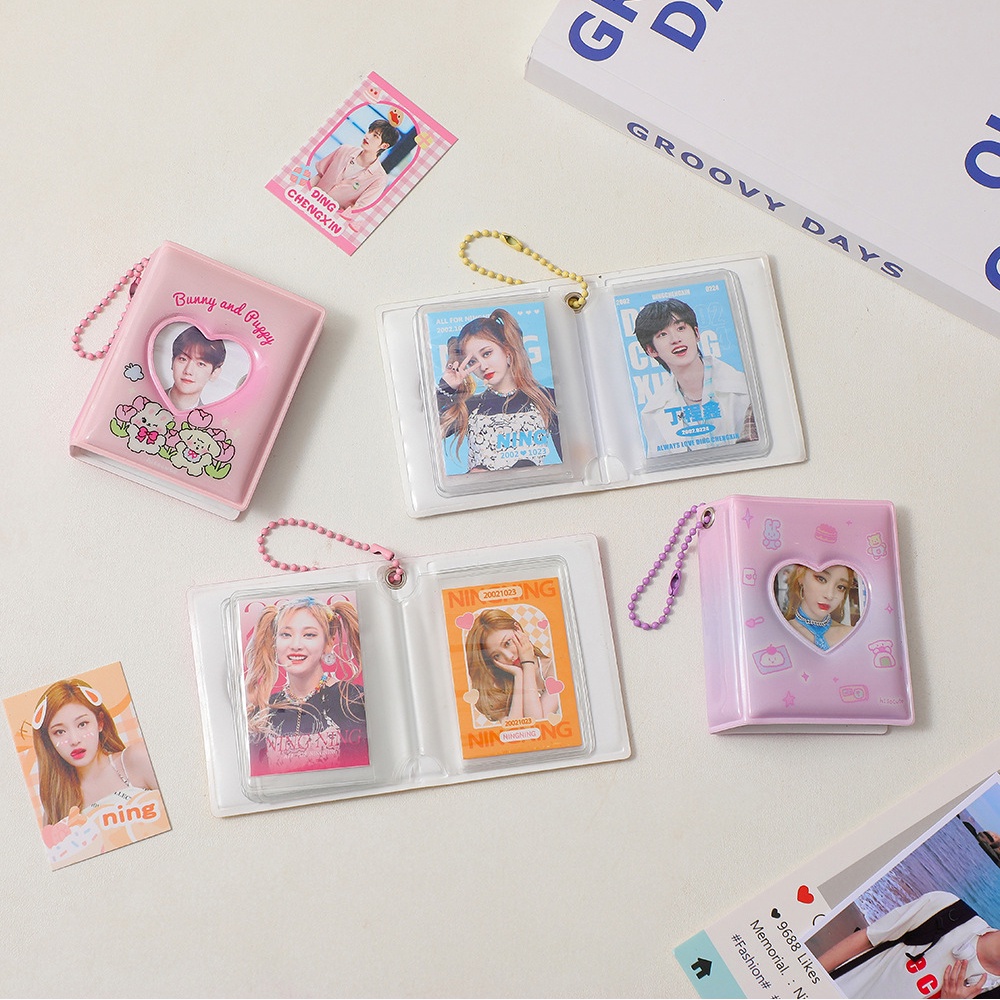 Album Đựng Thẻ Mini Bằng PVC Họa Tiết Trái Tim Hoạt Hình Dễ Thương