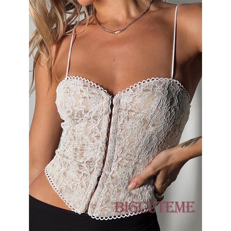 Áo Croptop Sát Nách Cài Khóa Trước In Họa Tiết Hoa Thời Trang Mùa Hè Xinh Xắn Cho Nữ