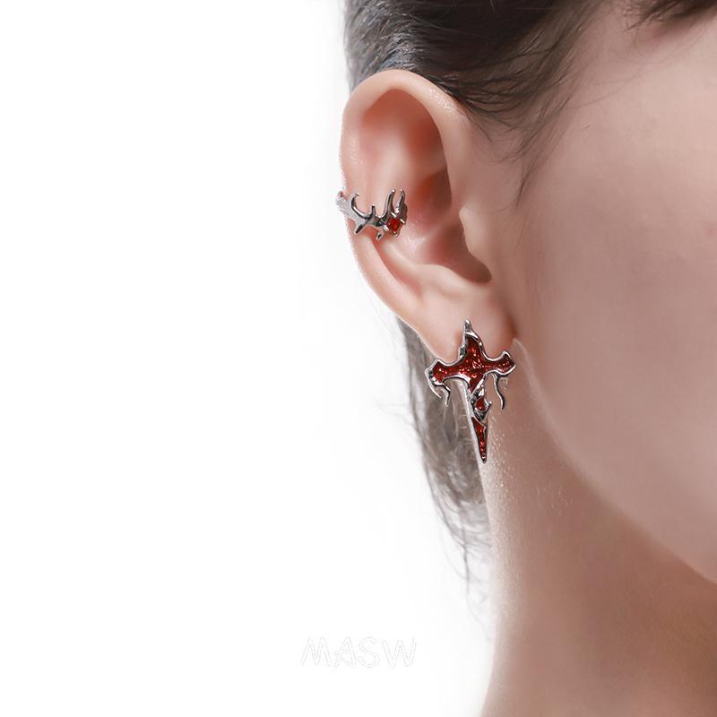 Bông Tai Hình Thánh Giá Màu Đỏ Sang Trọng