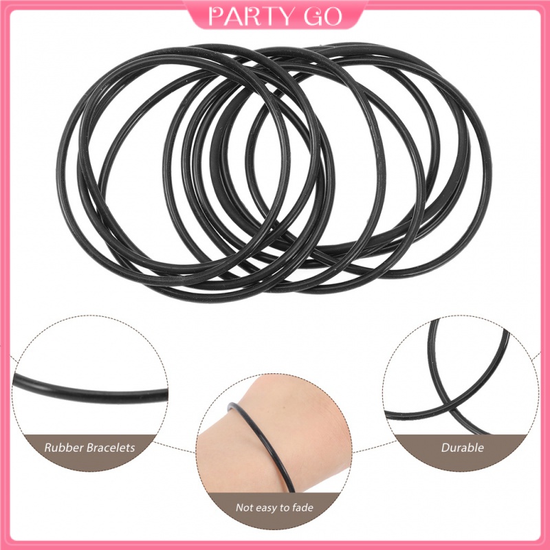 Set 10 Vòng Tay Tình Bạn Bằng Silicon Cao Su Co Giãn Màu Đen