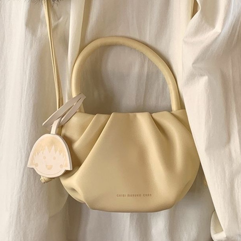 Túi Đeo Chéo Hình Đám Mây Mềm Mại Màu Trơn Dễ Thương Cho Nữ