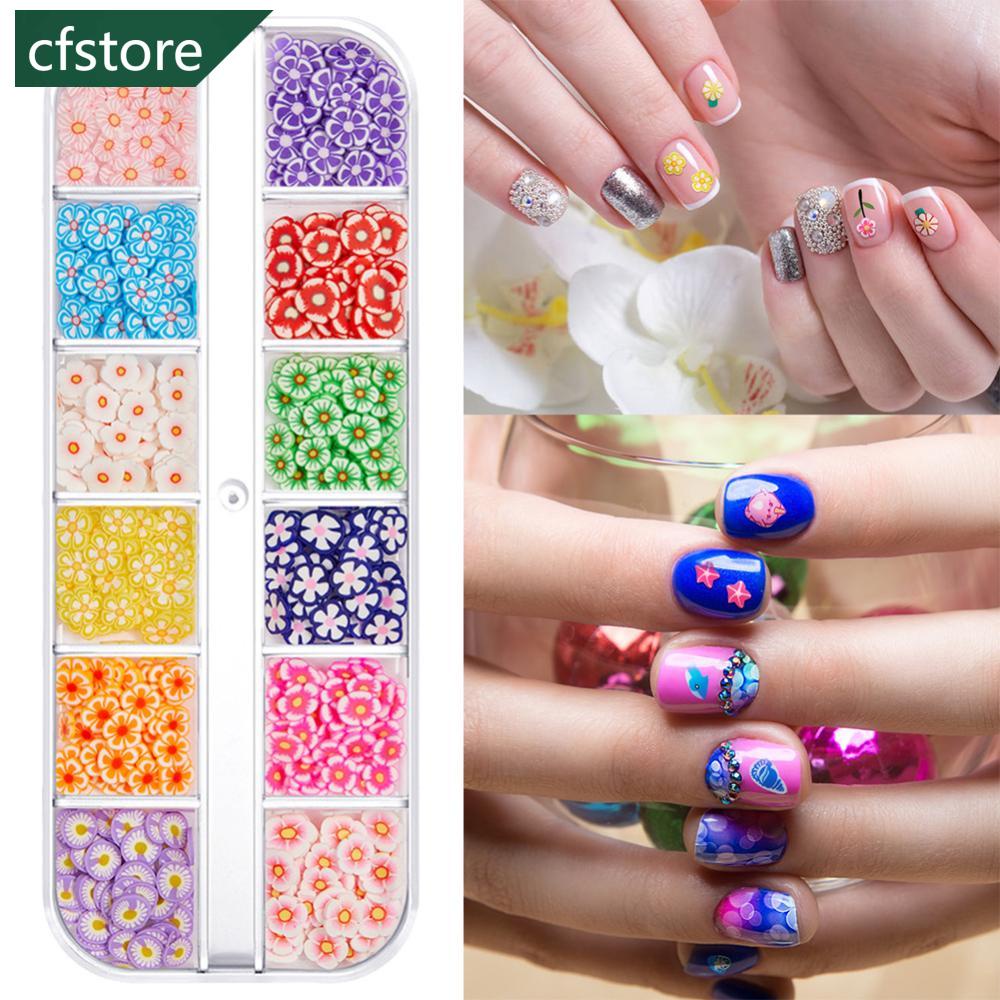 Hộp 12 Ngăn Đựng Phụ Kiện Trang Trí Móng Nghệ Thuật Bằng Gốm Sứ Mềm Mại Nhiều Kiểu Dáng C1P3