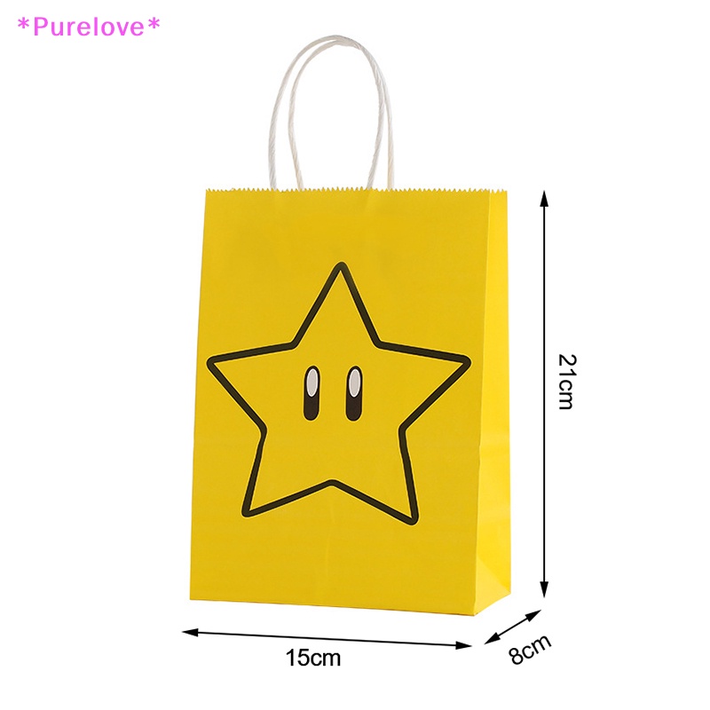 Set 4 Túi Giấy Kraft In Hình Game Super Marios Ngộ Nghĩnh Đáng Yêu Cho Bé Mới