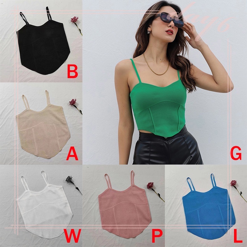 Áo Croptop Dệt Kim Màu Sắc Đơn Giản Cho Nữ