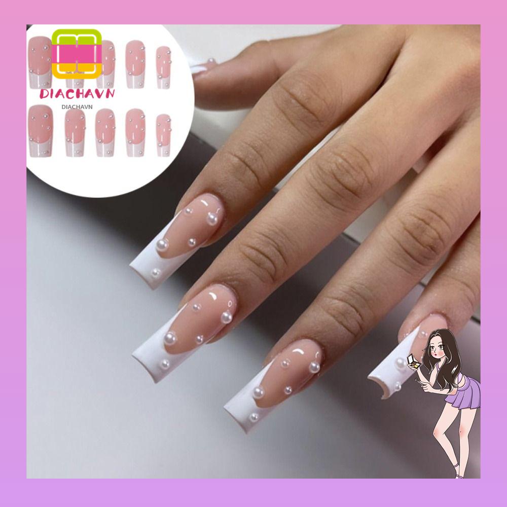 Bộ Móng Tay Giả Đầu Vuông Dạng Nhấn Che Phủ Toàn Diện