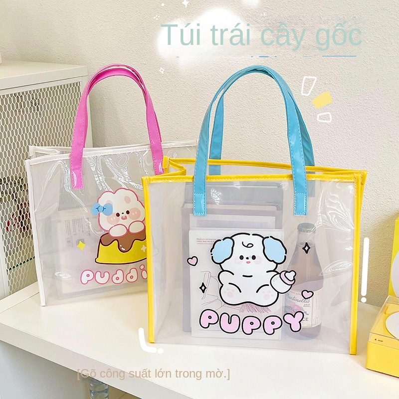 Túi Xách Nhựa Dẻo Trong Suốt In Họa Tiết Hoạt Hình Chú Chó Dễ Thương Chống Thấm Nước Cho