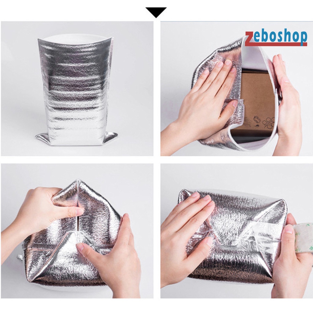 Set 10 Túi Lá Nhôm Cách Nhiệt Đựng Cơm Trưa Tiện Dụng Cho Nhà Bếp