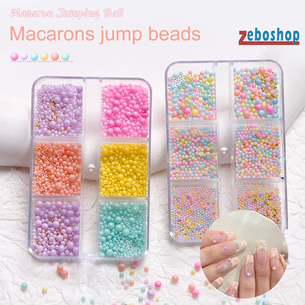 1 Hộp Hạt Tròn Mini 6 Ngăn Màu Sắc Ngọt Ngào Trang Trí Móng Tay Nghệ Thuật 3D DIY