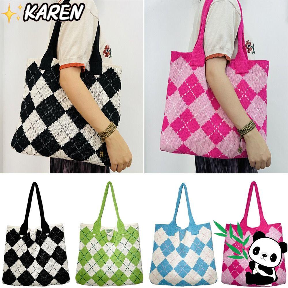 Túi Xách Đeo Vai Đan Len Sức Chứa Lớn Thời Trang Cho Nữ