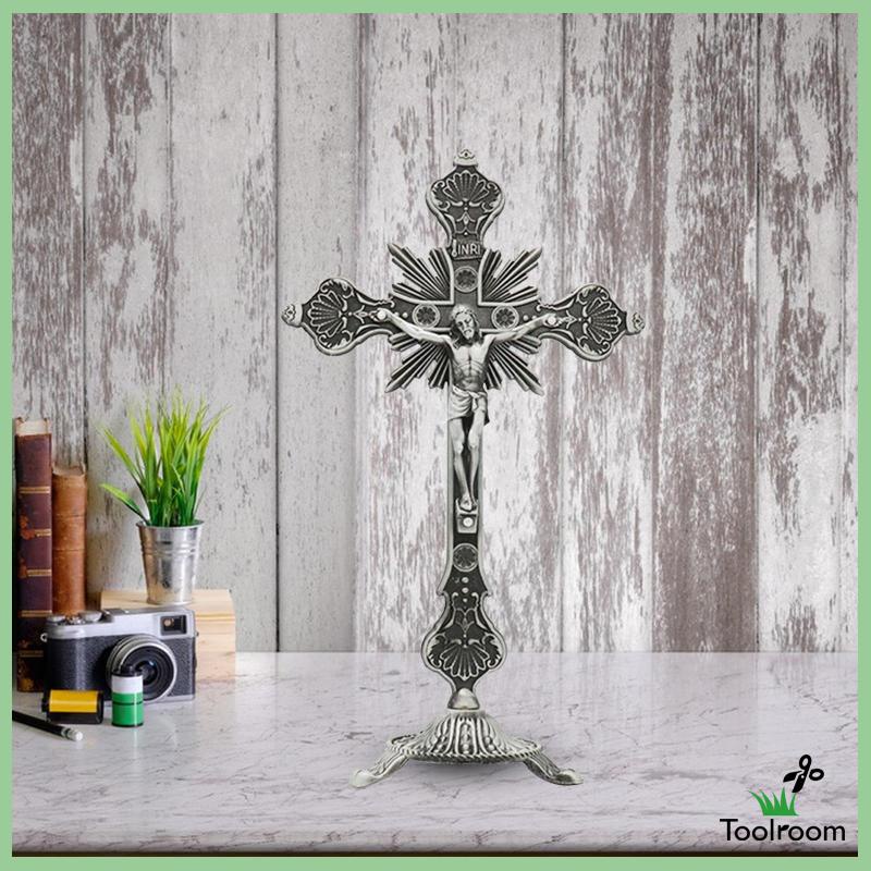 Cây Thánh Giá Kim Loại 10 Inches Để Bàn Trang Trí Nhà Cửa