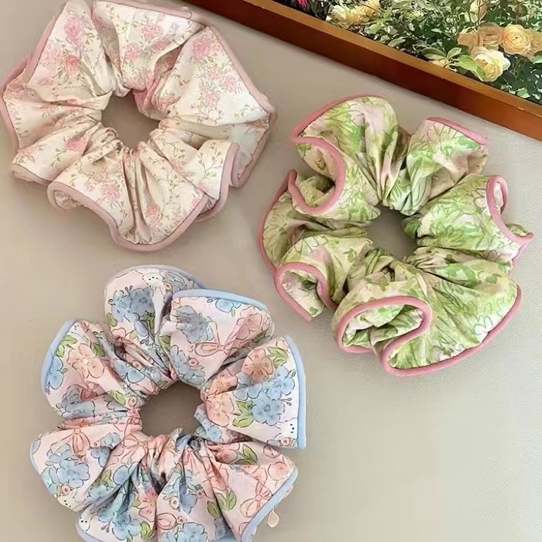 Dây Cột Tóc Cao Su Co Giãn In Họa Tiết Hoa Phong Cách Hàn Quốc Mẫu Mới 2023 Thời Trang Cho Nữ