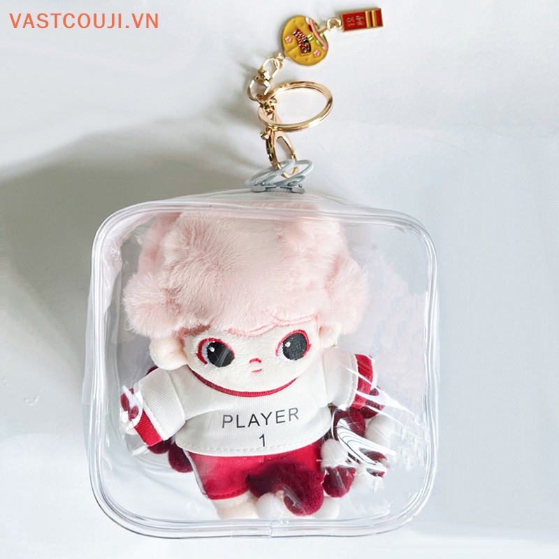 Túi Đựng Đồ Chơi Búp Bê VASTJI Mini Hình Vuông Trong Suốt Phối Bóng Lông Dễ Thương