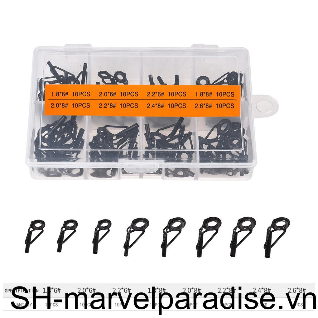 Set 80 Vòng Định Hình Cần Câu Cá Bằng Thép Không Gỉ 8 Kích Cỡ