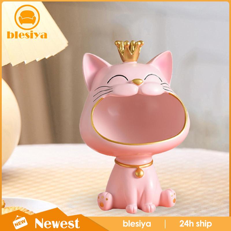 [Blesiya] Hộp Đựng Chìa Khóa Tượng Mèo May Mắn Điêu Khắc Bằng Nhựa Resin