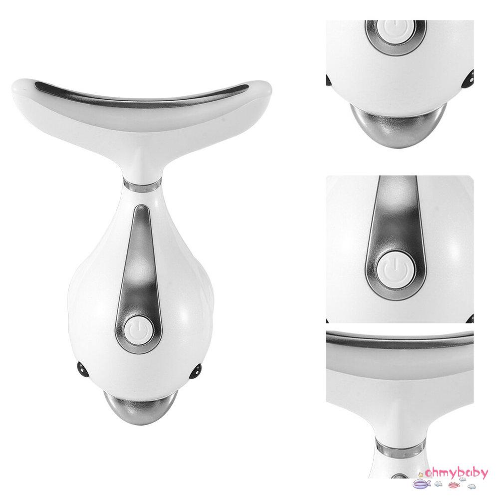 [OMB] Máy Mát Xa Cổ 3 Màu LED Liệu Pháp Photon Làm Nóng Mặt &amp; Loại Bỏ Nếp Nhăn Đôi Cằm Giảm Nâng Da Đẹp Thiết Bị [Z/16]