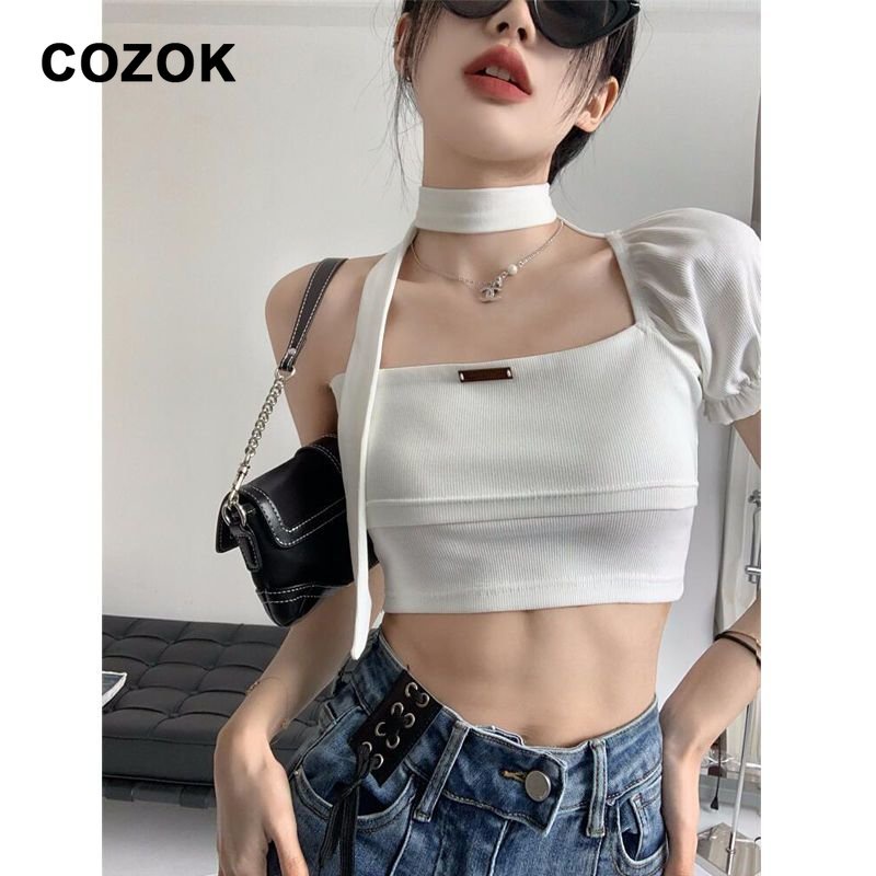 Áo Croptop Trễ Vai Ôm Dáng Eo Cao Ngọt Ngào Và Ngọt Ngào Cho Nữ