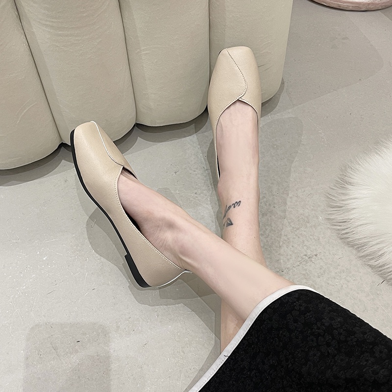 Giày Búp Bê Da Mũi Vuông size Lớn 41 42 43 Thời Trang Công Sở Thanh Lịch Cho Nữ