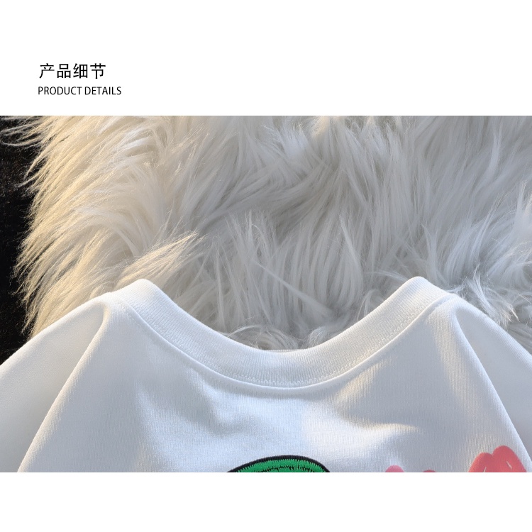 Áo Thun Tay Ngắn Chất Liệu 100% Cotton Cao Cấp Thời Trang Theo Phong Cách Hàn Quốc Cho Nữ