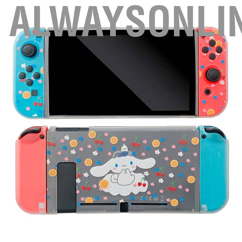 Alwaysonline Game Protective Case Cover Cartoon Translucent Split Fall Protection for Switch
