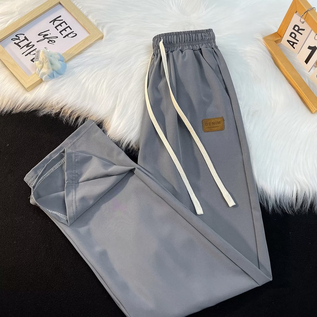 Quần Dài Thể Thao Vải Lụa Lạnh Mỏng Dáng Rộng Thời Trang Mùa Hè Mới Cho Nam