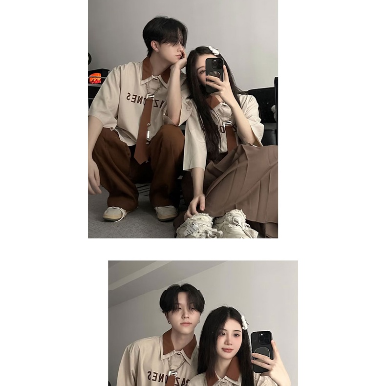 Áo Thun Đồng Phục Tay Ngắn Phong Cách Retro Dành Cho Cặp Đôi