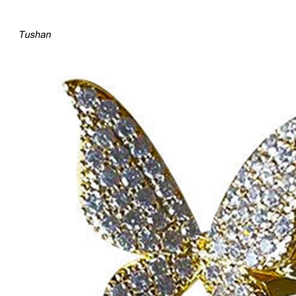1 Khuyên Vành Tai Hình Bướm Đính Đá Lấp Lánh Thời Trang