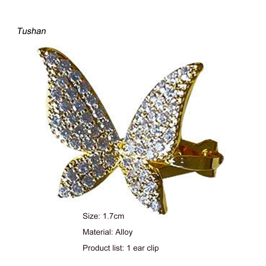 1 Khuyên Vành Tai Hình Bướm Đính Đá Lấp Lánh Thời Trang