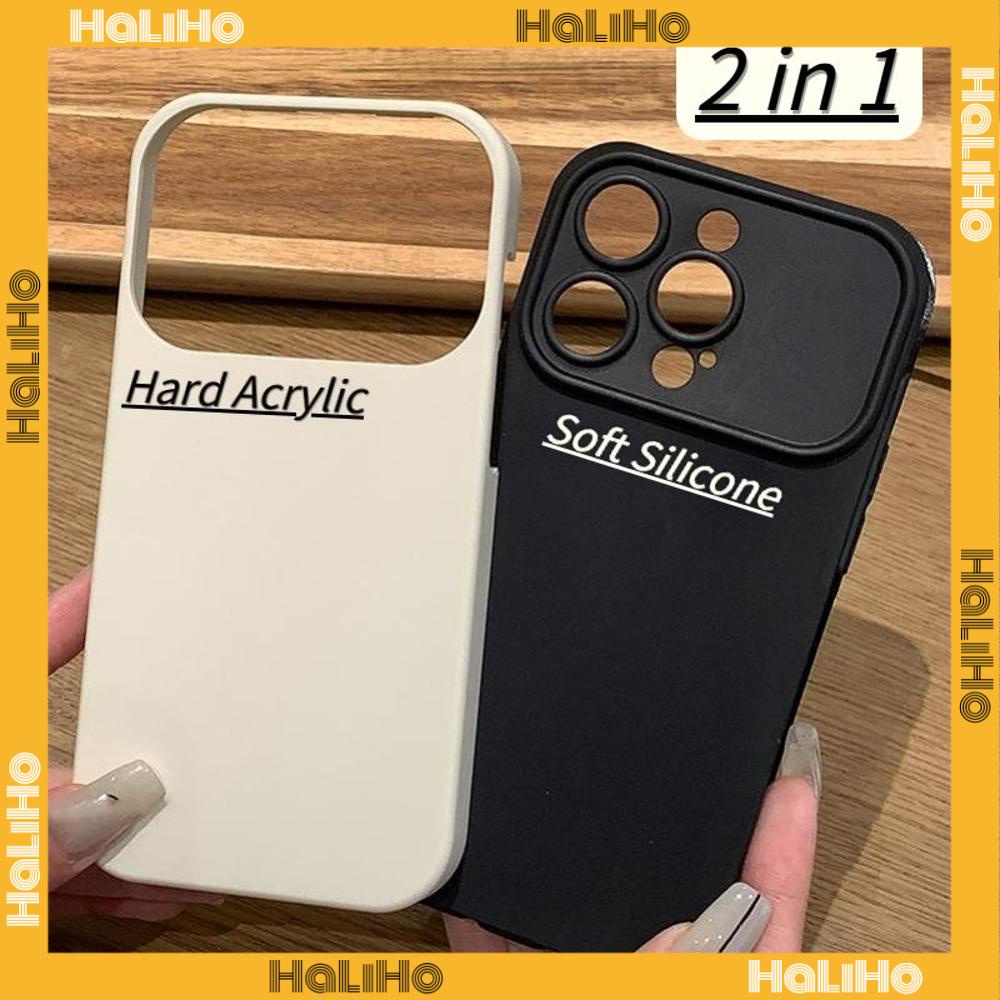 Ốp lưng iPhone 11 Ốp Mềm 2 Trong 1 Vỏ Cứng Acrylic Thân Thiện Với Da Vỏ Máy Ảnh Đơn Giản Và Thoải Mái Bảo Vệ Màn Hình Cam Trắng Đen Cho iPhone 14 Pro Max 13 12 Pro Max XR