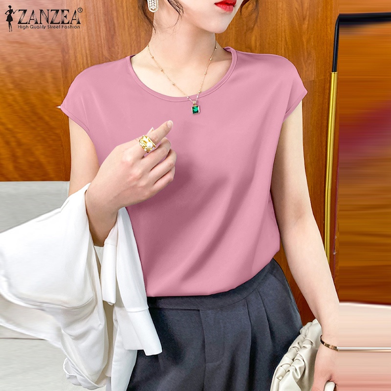 Zanzea Áo Thun Nữ Ngắn Tay Cổ Tròn Thời Trang Hàn