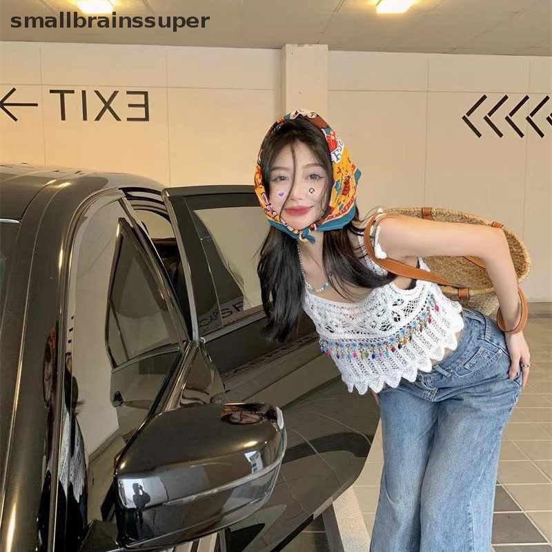 Áo Hai Dây Dệt Kim Thêu Họa Tiết Rỗng Kiểu Vintage Thời Trang Mùa Hè Cho Bạn Gái SBS