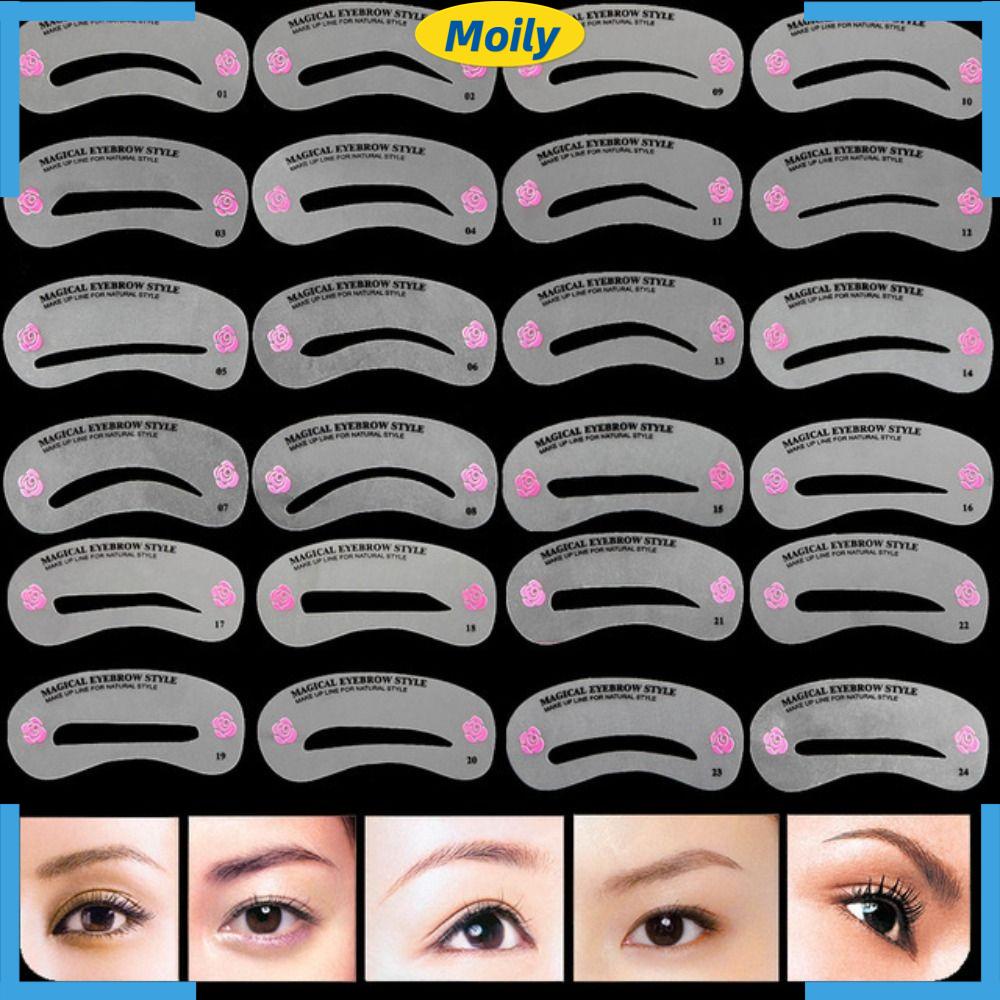 Set 24 Khuôn Vẽ Lông Mày Bằng Nhựa PVC Dễ Sử Dụng