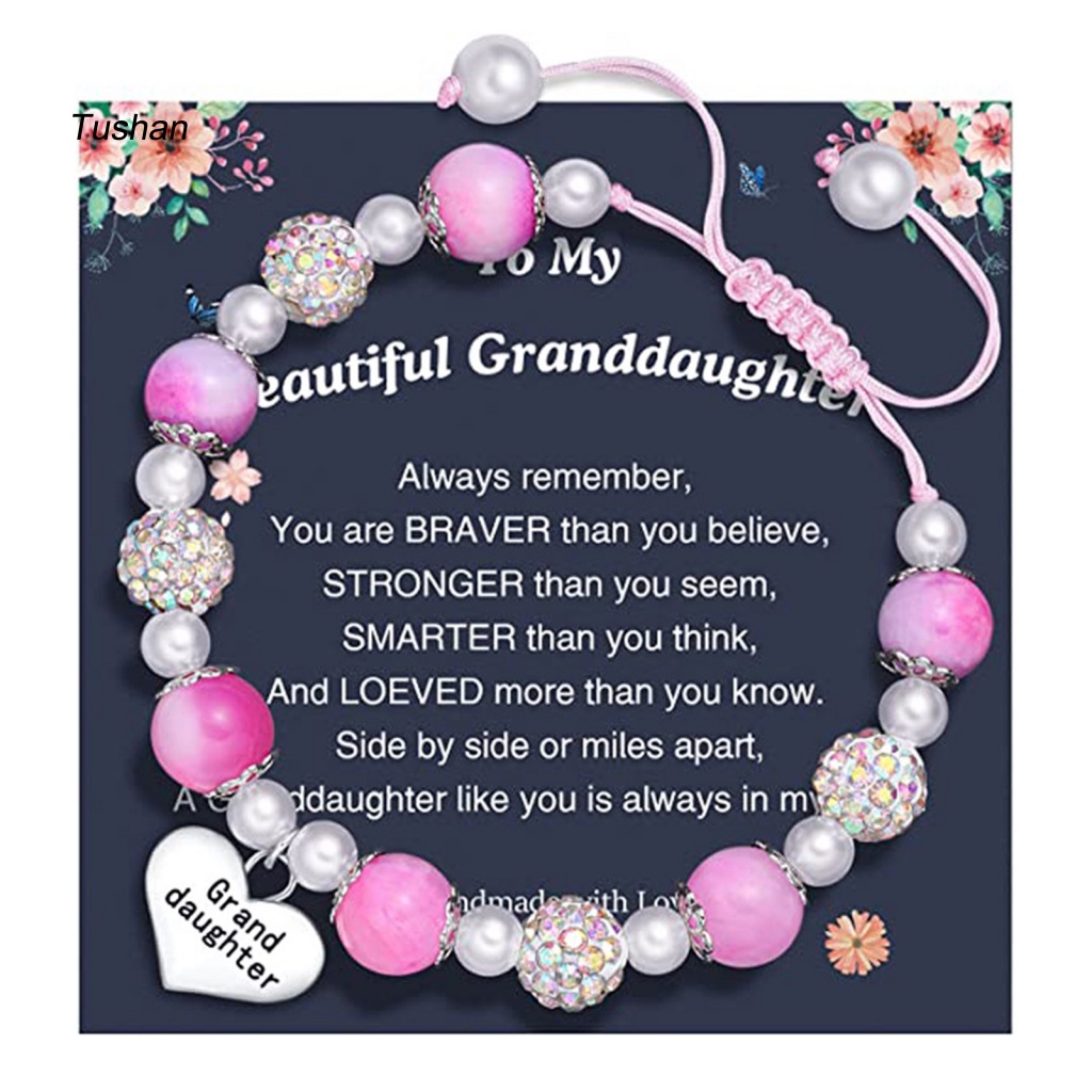 [Ts] Vòng Tay Dây Tua Rua Dài Đính Đá Ngọc Trai Giả Màu Sắc Tương Phản Có Thể Điều Chỉnh Cho Nữ