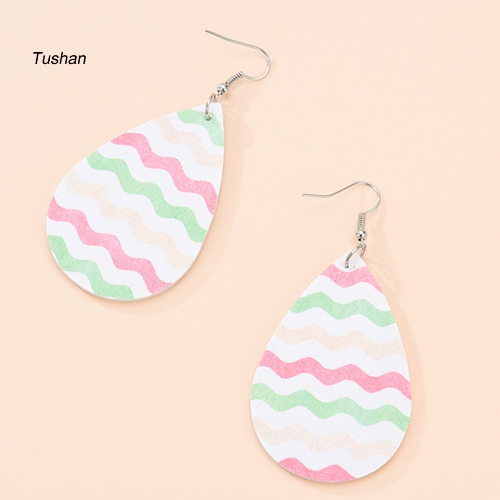 Khuyên Tai Kim Loại Giả Da Hình Giọt Nước Thời Trang