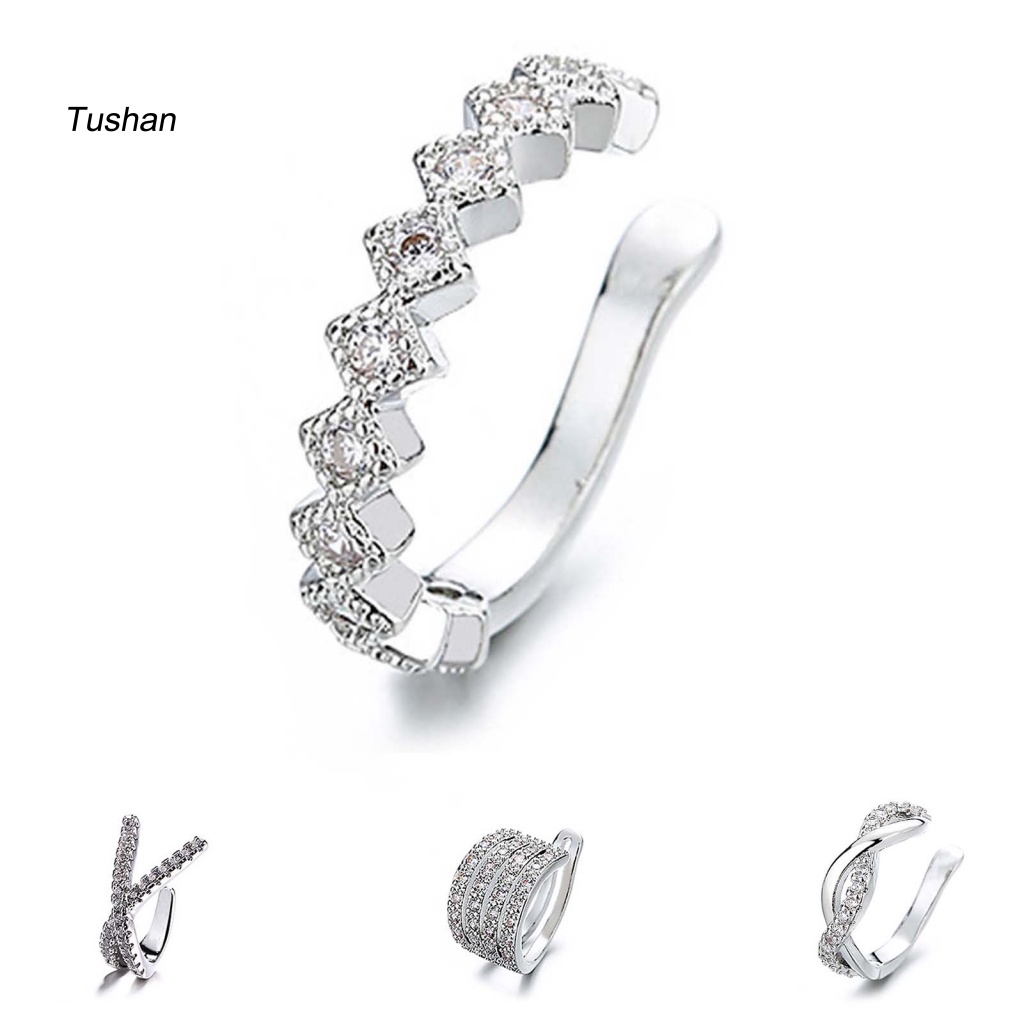 1 Khuyên Kẹp Vành Tai Đính Đá Lấp Lánh Phong Cách Hàn Quốc