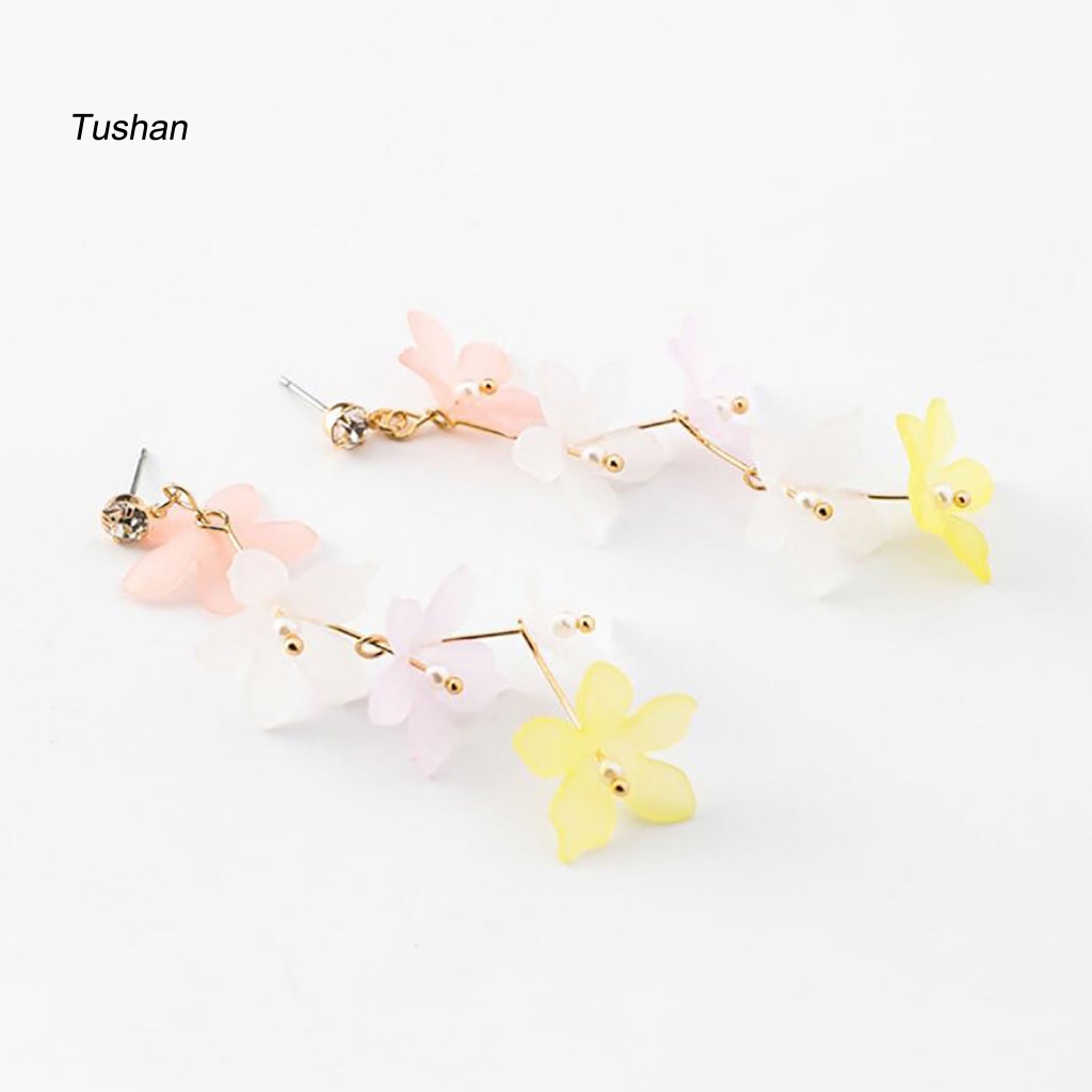 1 Đôi Bông Tai Hình Hoa Đính Ngọc Trai Giả Thời Trang