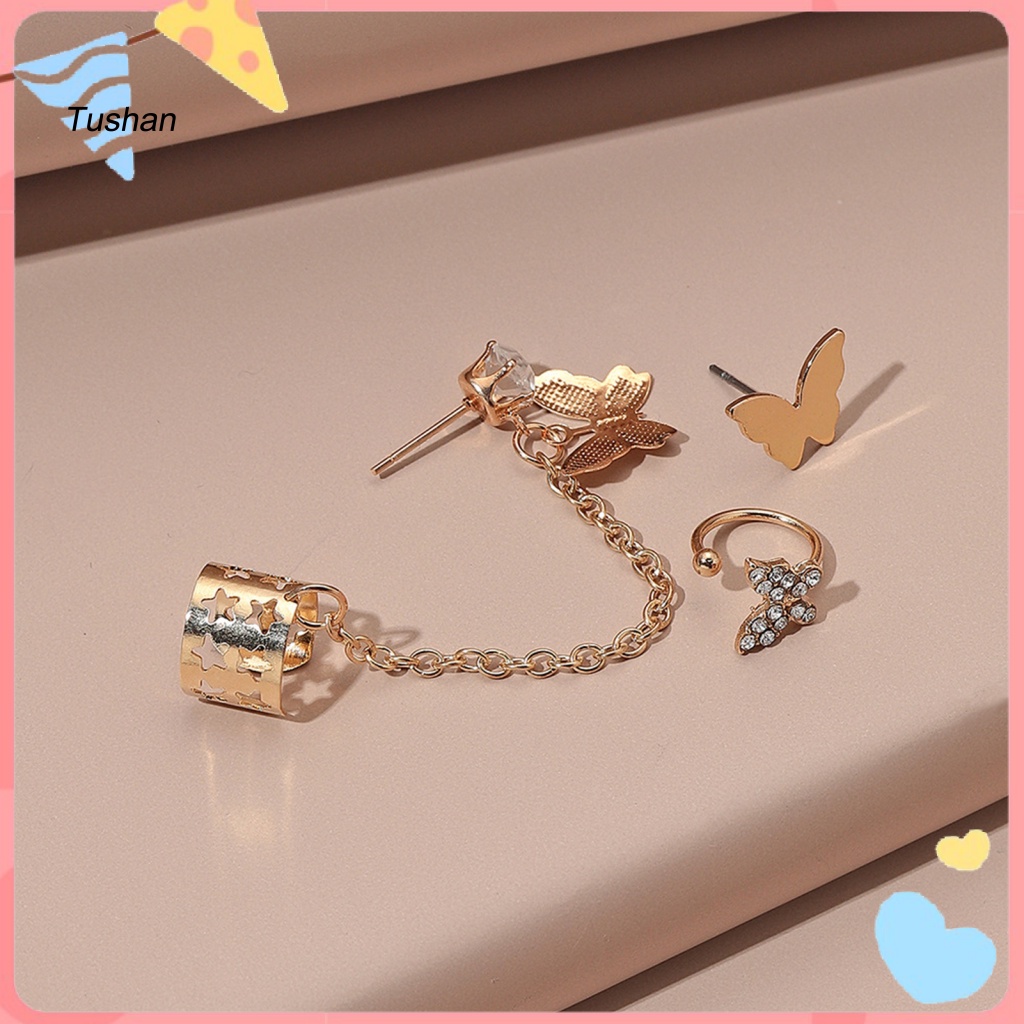 Bông Tai Dạng Xích Hình Bướm Đính Đá Thời Trang Cho Nữ