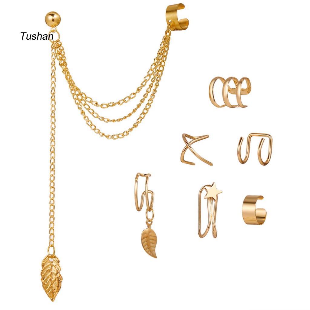 Bộ 7 Khuyên Tai Hợp Kim Nhỏ Xinh Phong Cách Đường Phố