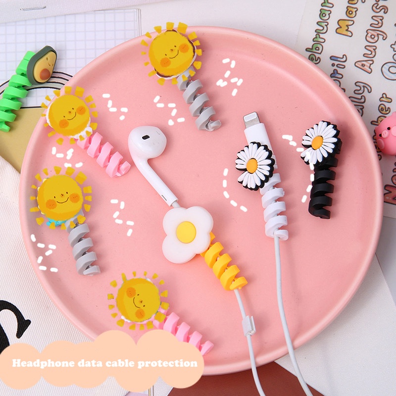 Dụng Cụ Quấn Bảo Vệ Dây Cáp Sạc USB Hình Hoạt Hình Dễ Thương