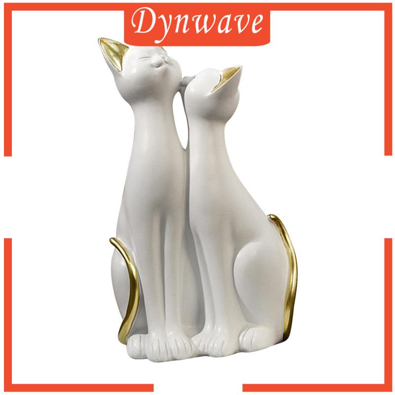 [Dynwave] Mô Hình Tượng Mèo Cặp Đôi Bằng Nhựa Resin Để Bàn Trang Trí