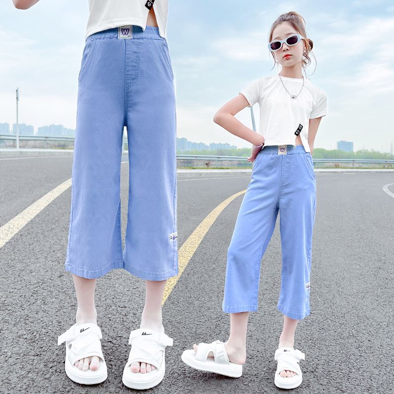 Quần Denim Ống Rộng Thời Trang Mùa Hè Dành Cho Bé Gái KH8K