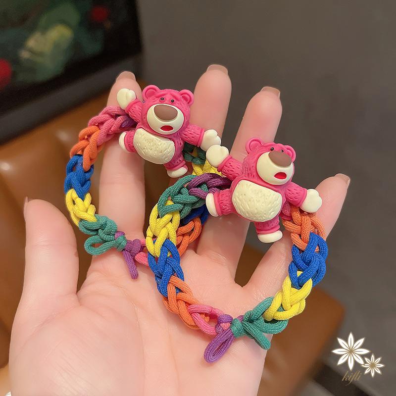 Vòng Tay Dây Bện Diy Mặt Hình Gấu Dâu Tây Dễ Thương Đa Năng Thời Trang Cho Cặp Đôi