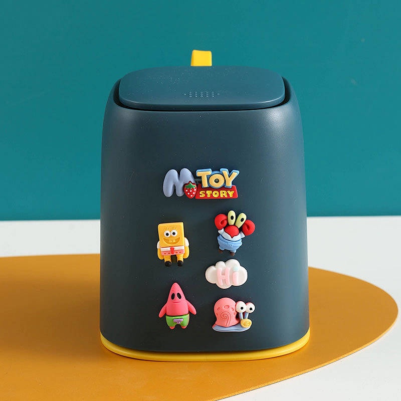 Desktop Trash Bin Small Mini Cute Cartoon Car Hanging Bedroom and Household Desk with Lid Small Wastebasket Borx