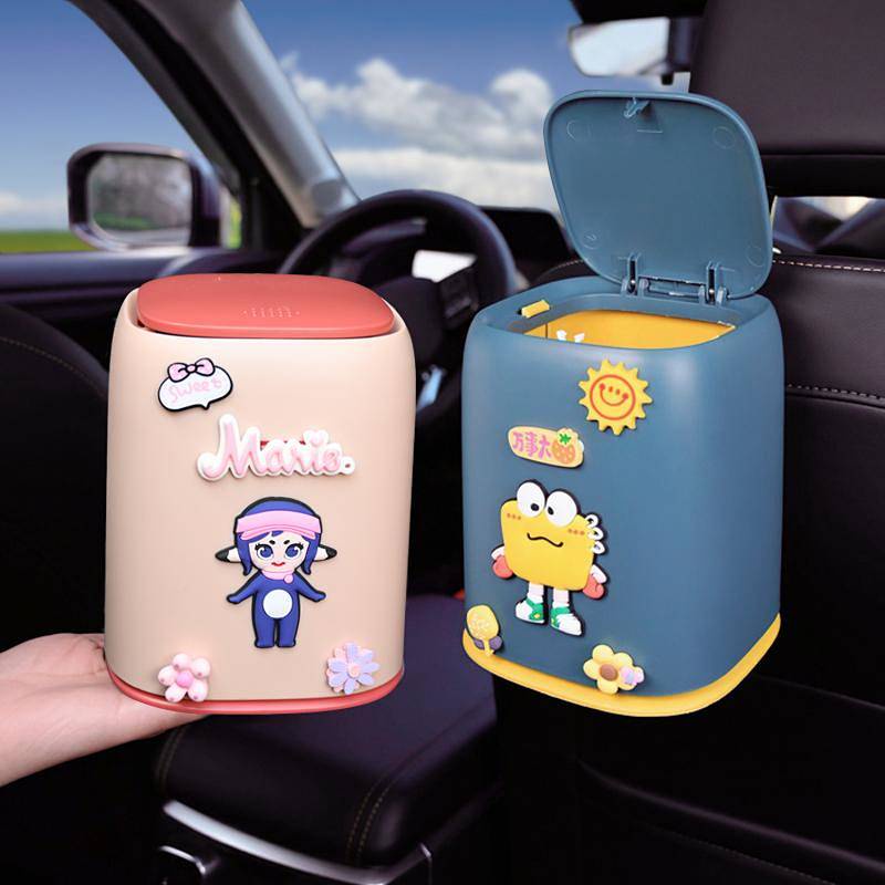 Car Trash Can Air Outlet Cartoon Cute Front Co-Pilot Car Interior Rear Seat Mini Hanging Bucket 4hbc