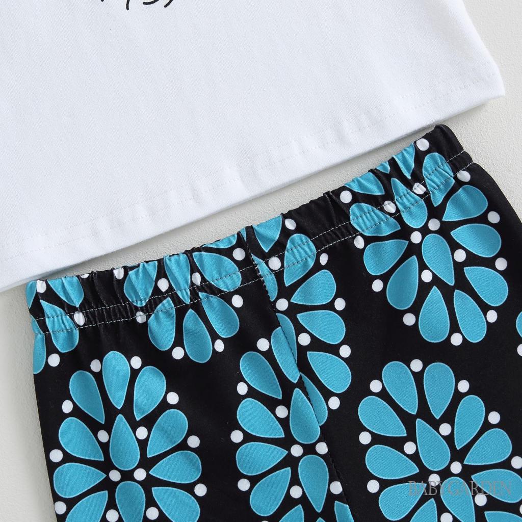 Set Áo Thun Tay Ngắn Cổ Tròn In Hình Xương Rồng + Quần Dài Ống Loe Thời Trang Cho Bé Gái 6 Tháng Tuổi