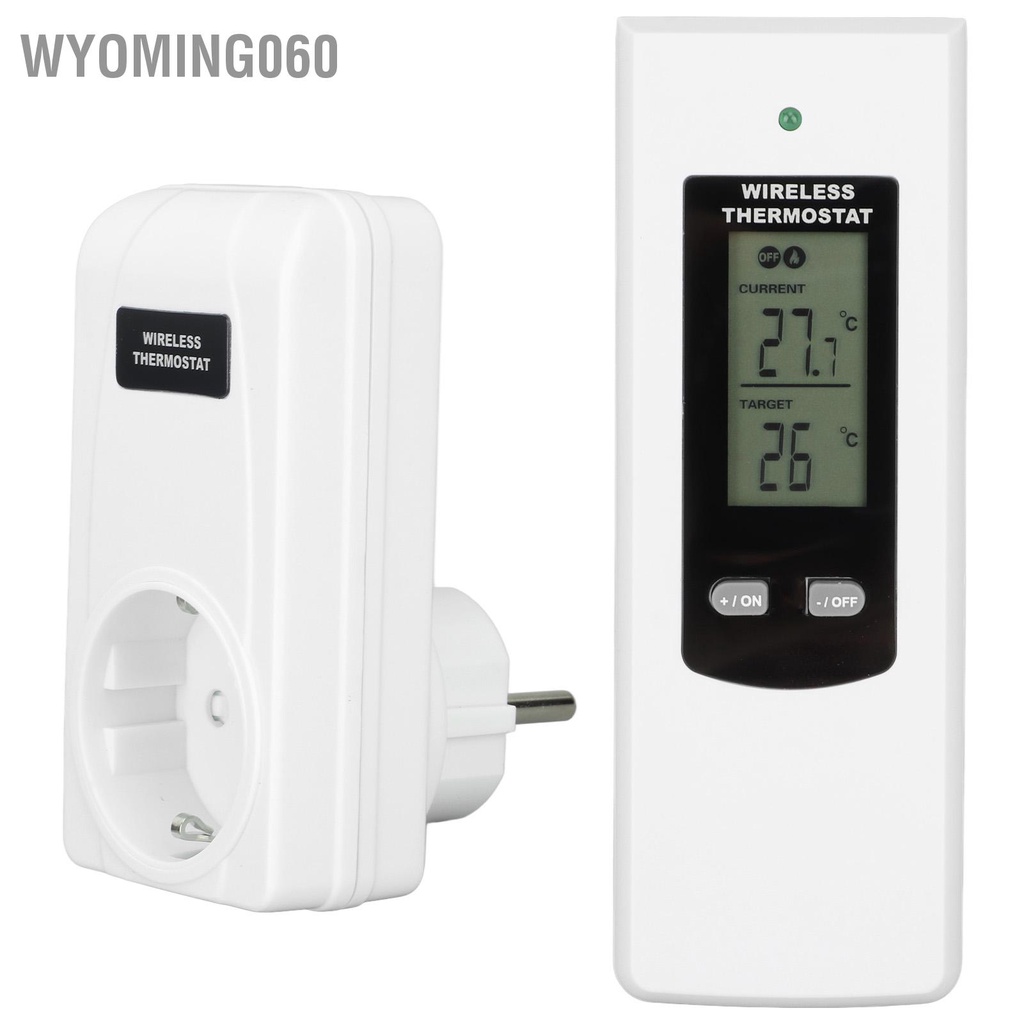 Wyoming060 Cắm Không Dây Bình Giữ Nhiệt Kỹ Thuật Số Điều Khiển Từ Xa Điện Màn Hình LCD Cho Di Động Máy Sưởi Tường Hòa Khí 220V Phích Châu Âu