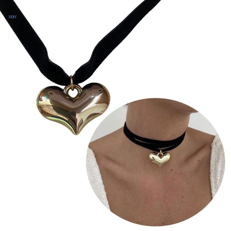 Vòng Cổ Choker Mặt Trái Tim Thiết Kế Tinh Tế